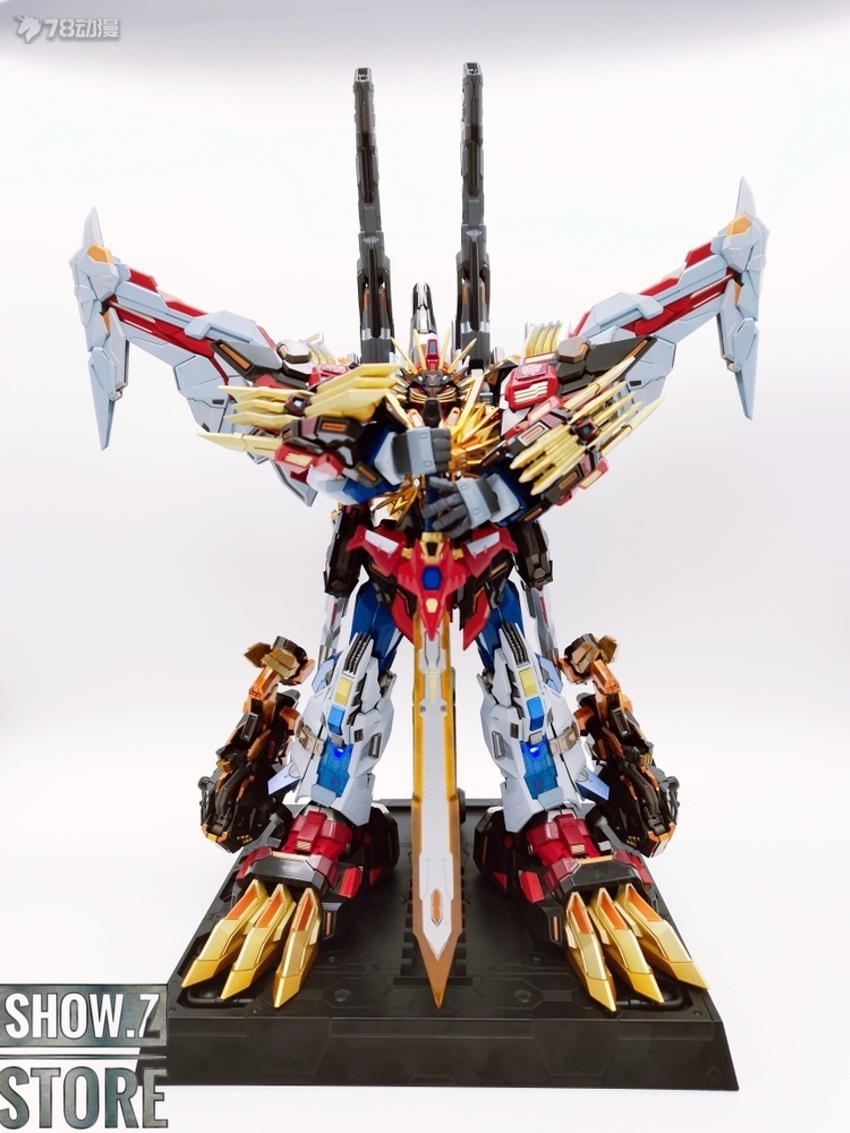 Gold and red Victory Leo transformer figure mid-transformation Gold and red Victory Leo transformer figure mid-transformation