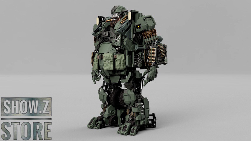Gundog robot rear view showing complex mechanical details and panel lines Gundog robot rear view showing complex mechanical details and panel lines