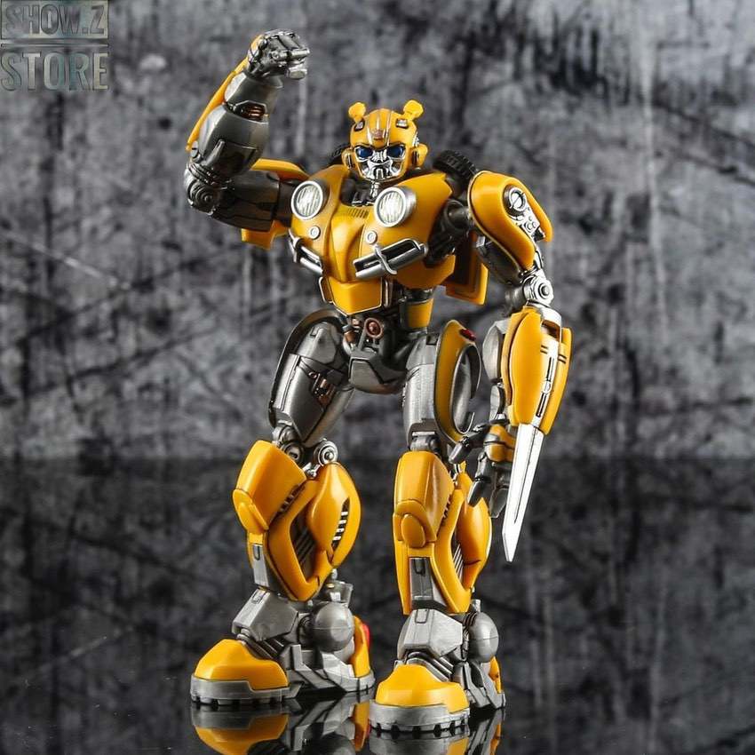 Bumblebee figure with weapon equipped front view Bumblebee figure with weapon equipped front view