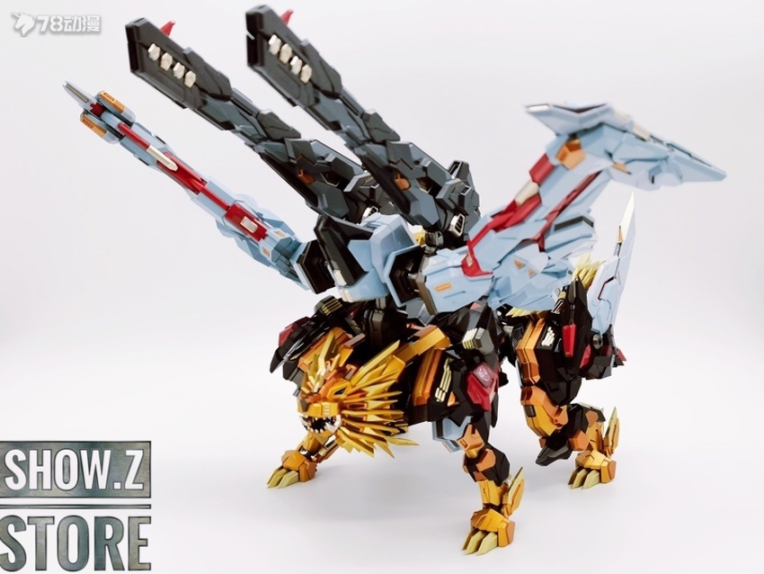 Victory Leo Flame Toys robot with extended wings in flight pose Victory Leo Flame Toys robot with extended wings in flight pose