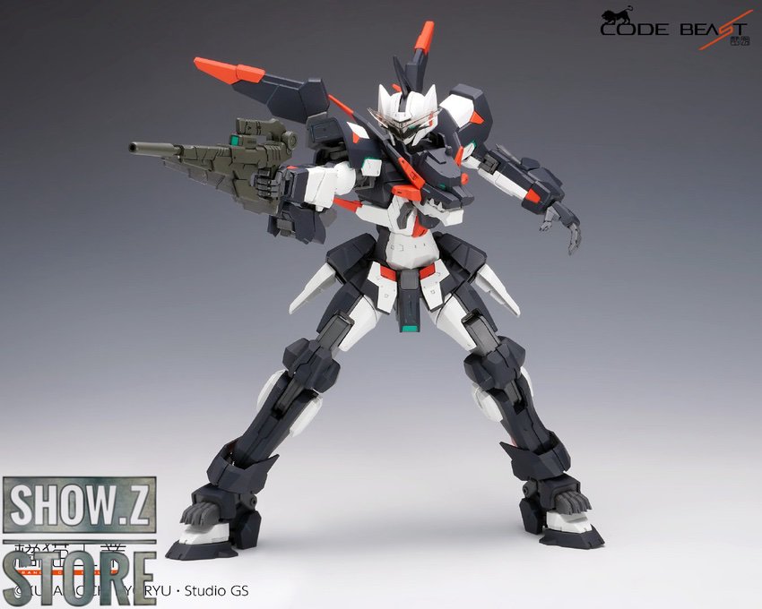 Orange Cat Code Beast Hundred Edge white robot front full weapons Orange Cat Code Beast Hundred Edge white robot front full weapons
