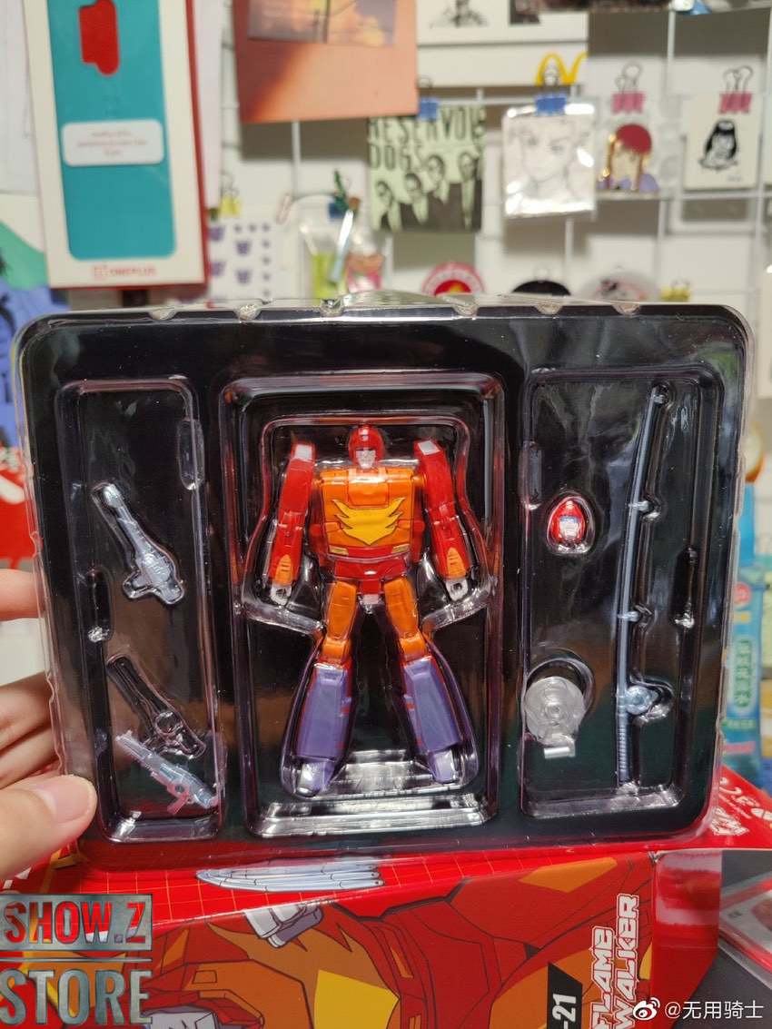 Articulated Flame Walker figure with weapons and accessories displayed Articulated Flame Walker figure with weapons and accessories displayed
