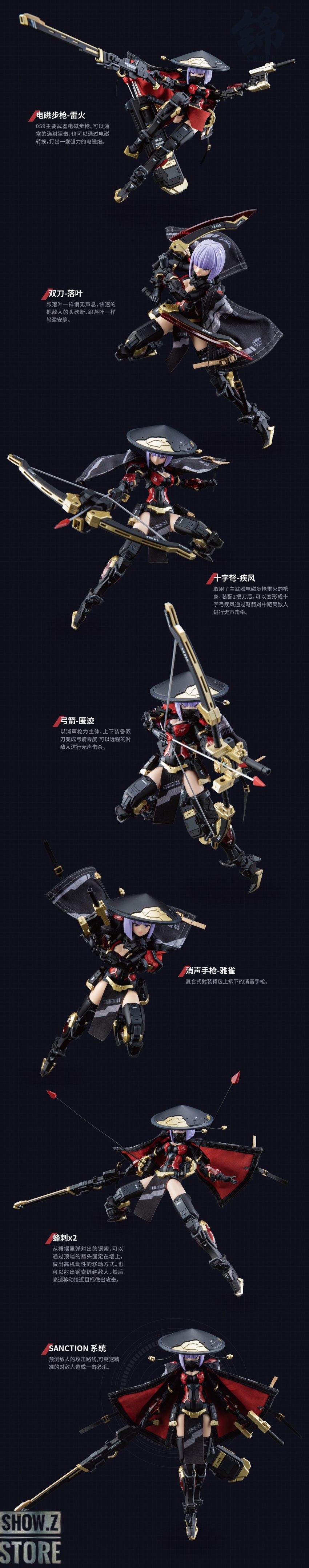 Eastern Model JW-059 multiple action poses articulation angles displayed Eastern Model JW-059 multiple action poses articulation angles displayed