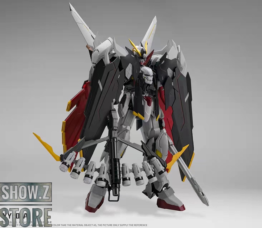 Devil Hunter YY-03A mobile suit attacking with pink blade weapons Devil Hunter YY-03A mobile suit attacking with pink blade weapons
