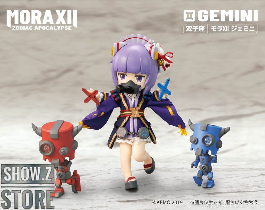 Mora XII Gemini character red blue robot mecha display Mora XII Gemini character red blue robot mecha display