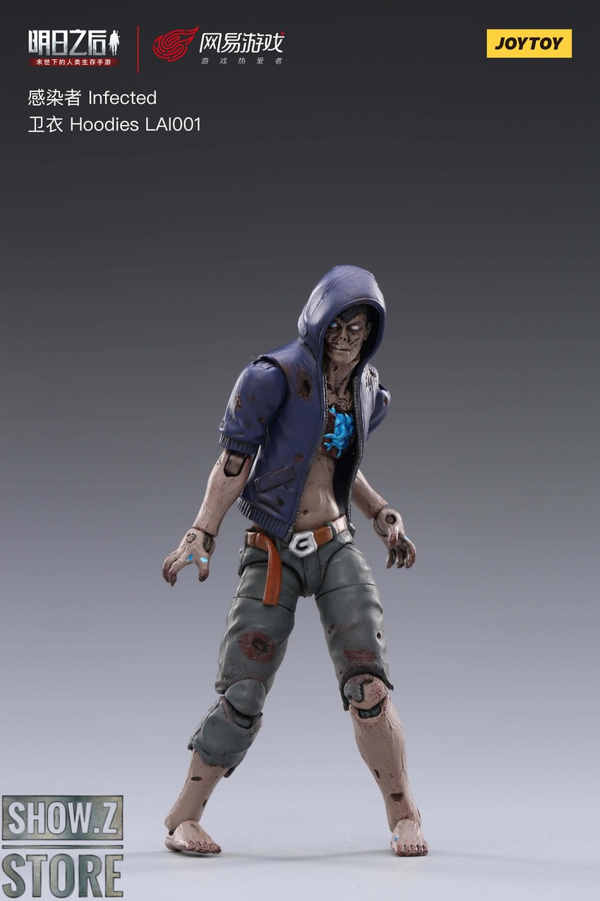 Infected figure with hood angled pose side view display Infected figure with hood angled pose side view display