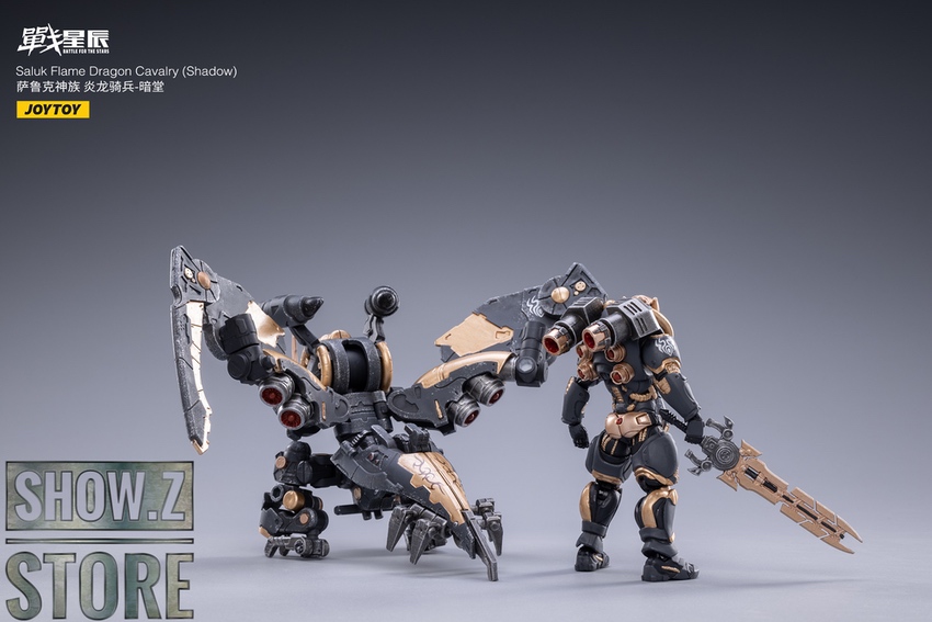 JoyToy Saluk Dragon Cavalry Shadow mounted combat pose detail JoyToy Saluk Dragon Cavalry Shadow mounted combat pose detail