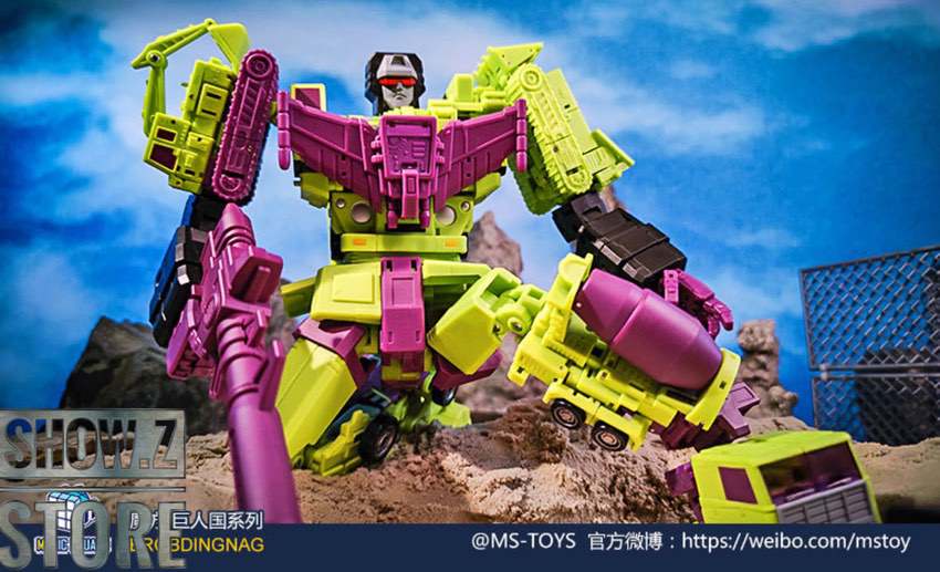 Magic Square Bulldozer Bonecrusher yellow vehicle displayed Magic Square Bulldozer Bonecrusher yellow vehicle displayed