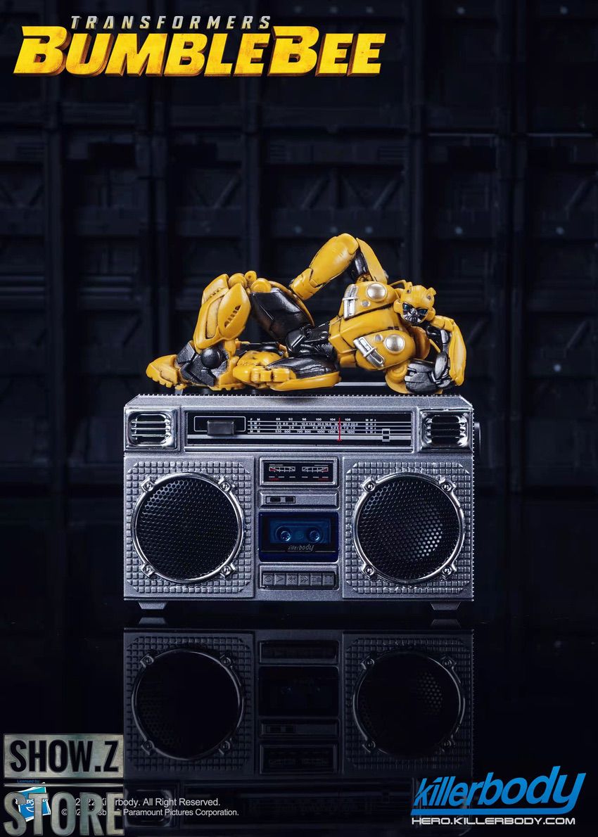 Killerbody Cassette Player Bumblebee robot climbing boom box overhead Killerbody Cassette Player Bumblebee robot climbing boom box overhead