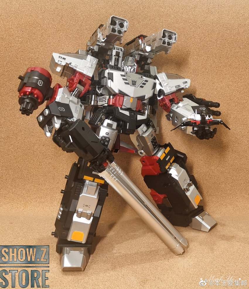 Megatron in multi-view angles displaying articulated limbs with armor detail Megatron in multi-view angles displaying articulated limbs with armor detail