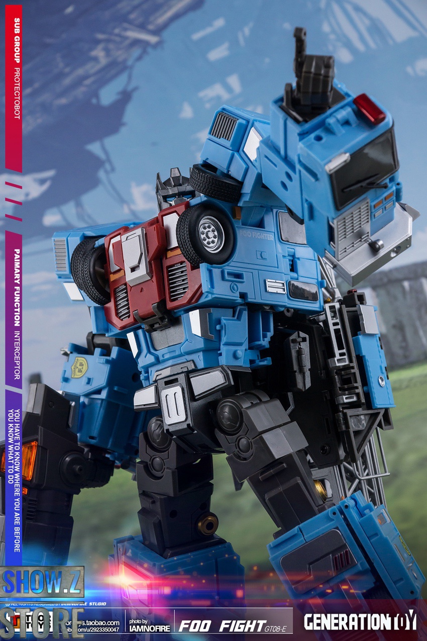 Foo Fighter red blue white robot standing pose with articulated joints ready Foo Fighter red blue white robot standing pose with articulated joints ready