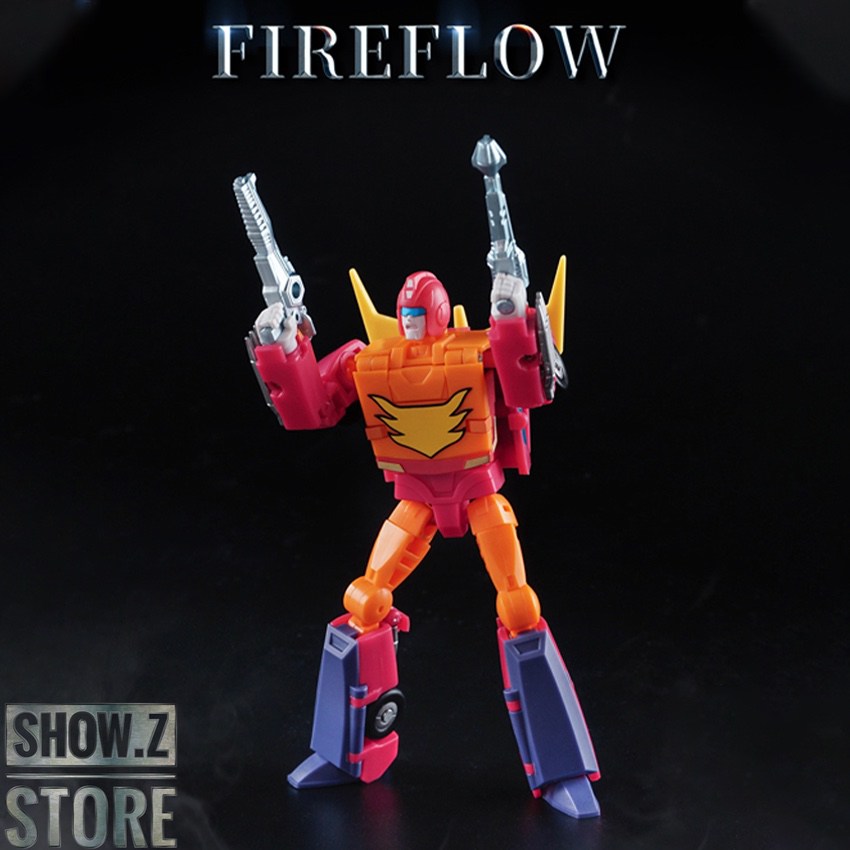 Mechanic Toys Fireflow Rodimus orange red robot arms raised Mechanic Toys Fireflow Rodimus orange red robot arms raised
