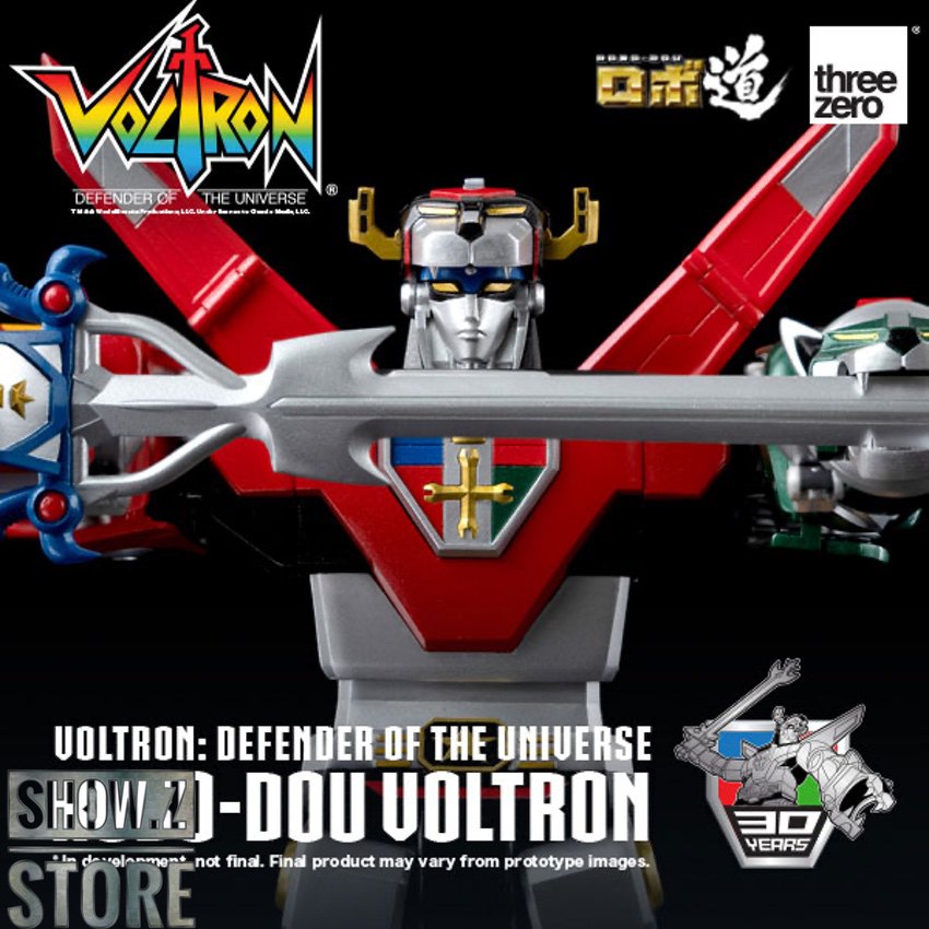 Voltron ROBO-DUO extended red blades horizontal pose display Voltron ROBO-DUO extended red blades horizontal pose display