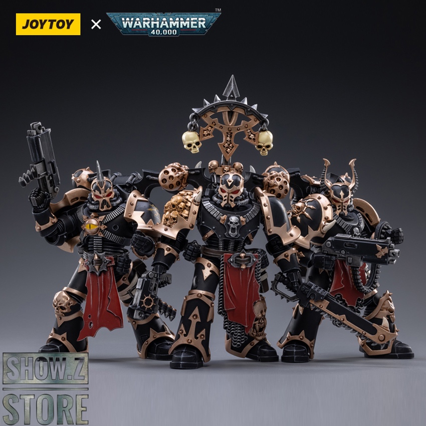 Three marines back view articulated armor joint details display Three marines back view articulated armor joint details display