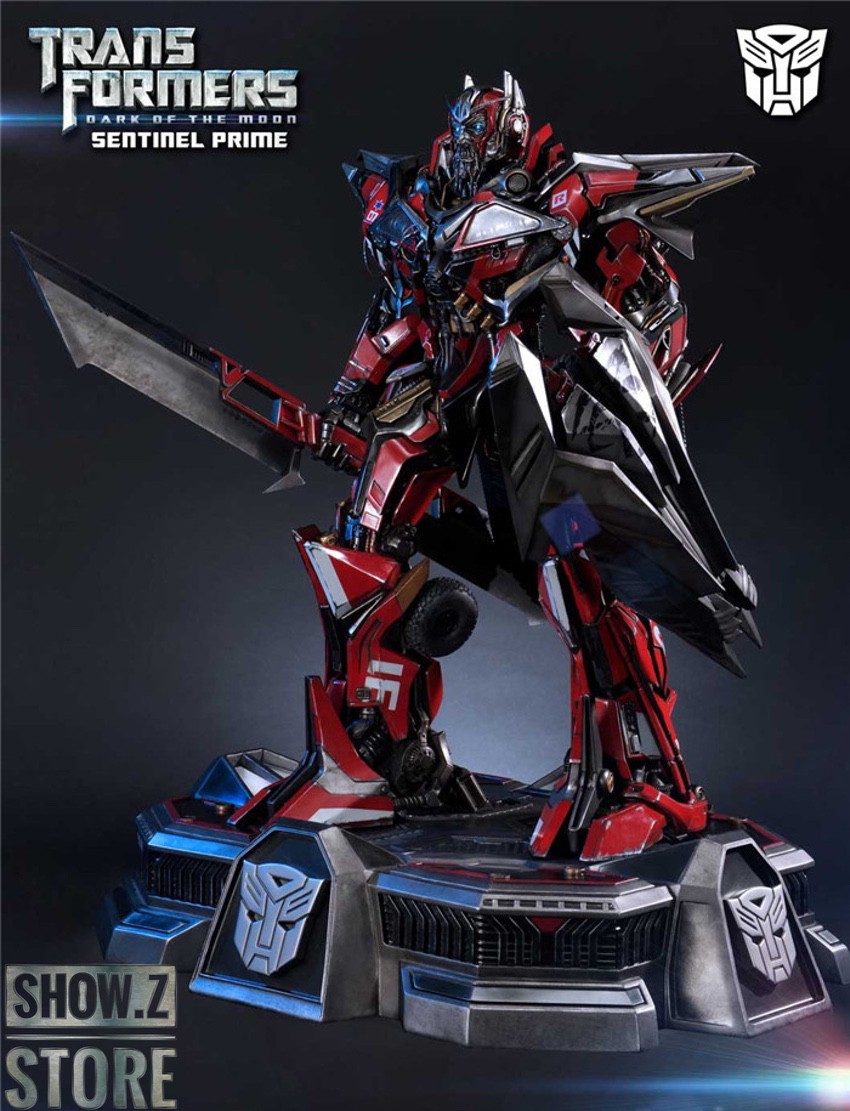 HEAT Studio Sentinel Prime Statue red blue robot side profile HEAT Studio Sentinel Prime Statue red blue robot side profile