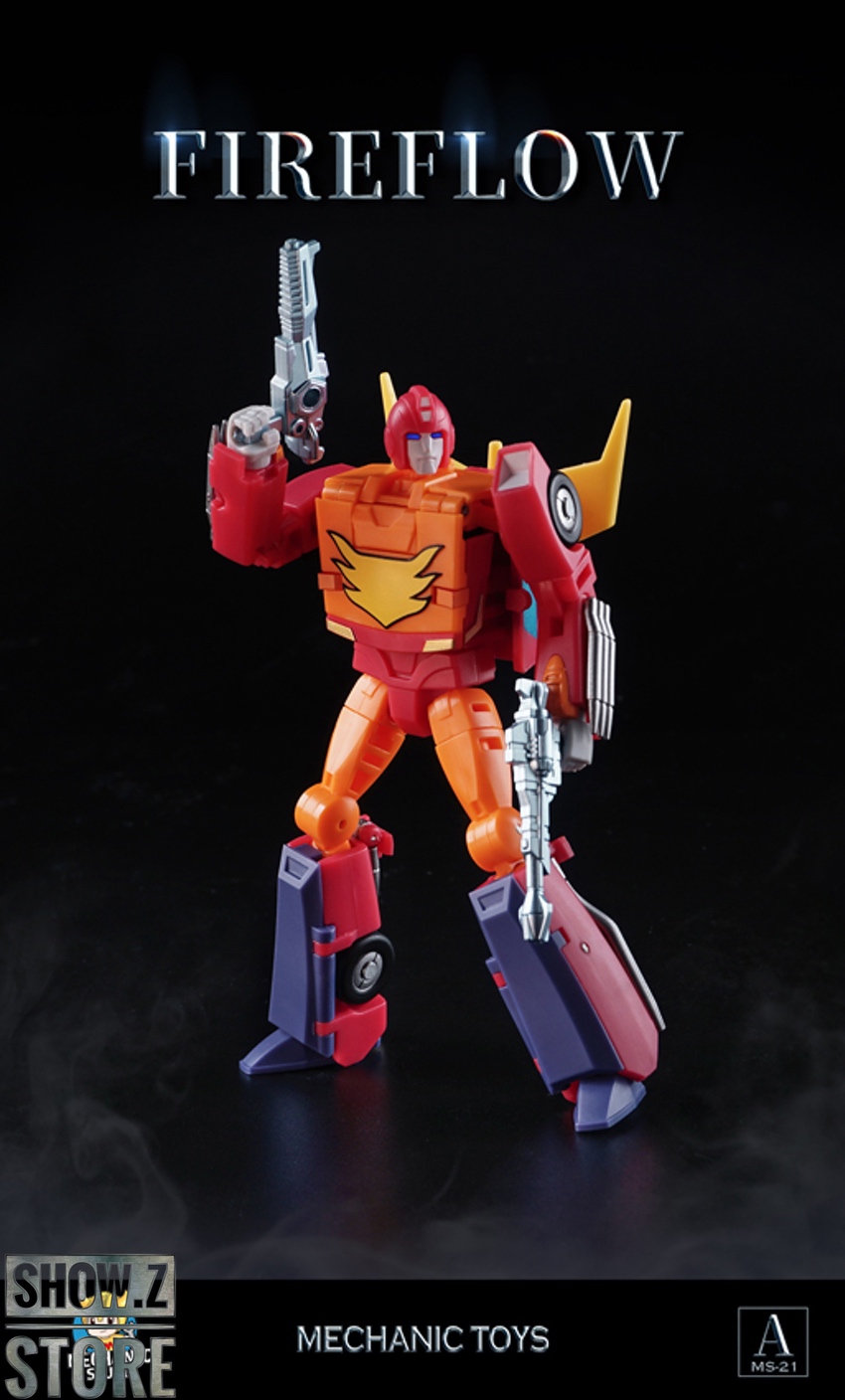 Mechanic Toys Fireflow Rodimus robot with dual guns posed Mechanic Toys Fireflow Rodimus robot with dual guns posed