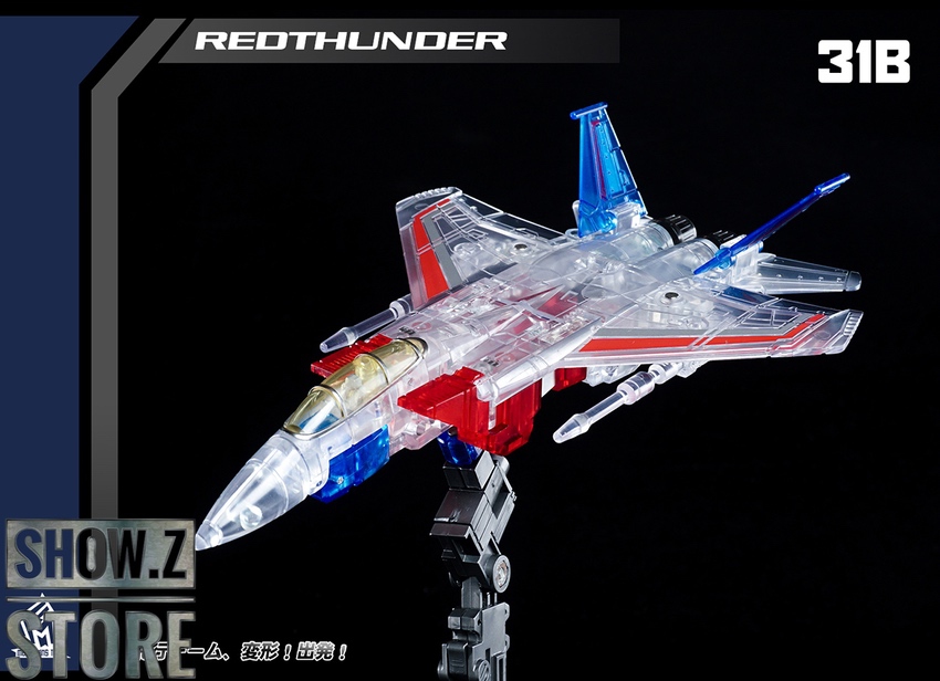 MechFansToys RedThunder Starscream transparent blue red jet aircraft MechFansToys RedThunder Starscream transparent blue red jet aircraft