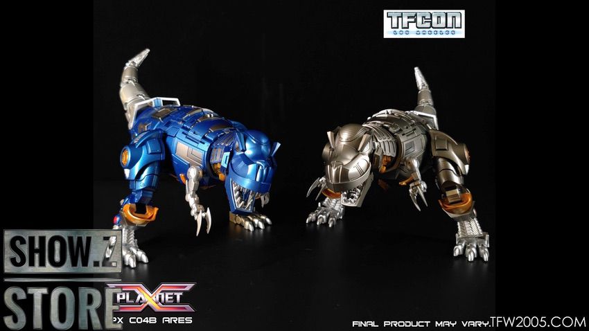 Planet X Grimlock G2 robot blue gold armor pose display Planet X Grimlock G2 robot blue gold armor pose display