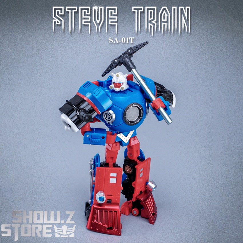 Mechanic Toy Steve Train Bumblebee Thomas blue red robot standing Mechanic Toy Steve Train Bumblebee Thomas blue red robot standing