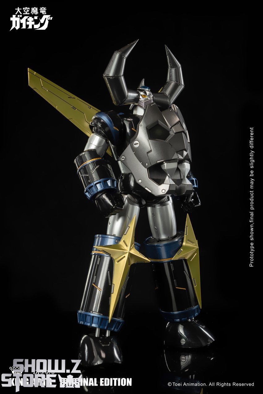 Gaiking robot standing pose golden wings raised upright display Gaiking robot standing pose golden wings raised upright display