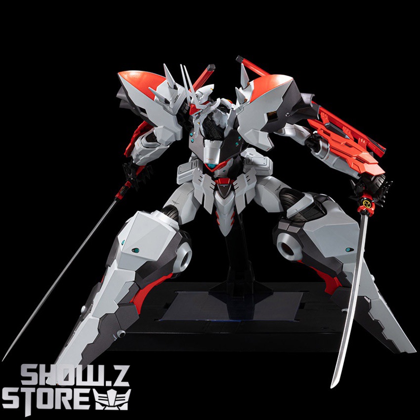 Sentinel Riobot Linebarrel red white robot dynamic fighting pose Sentinel Riobot Linebarrel red white robot dynamic fighting pose