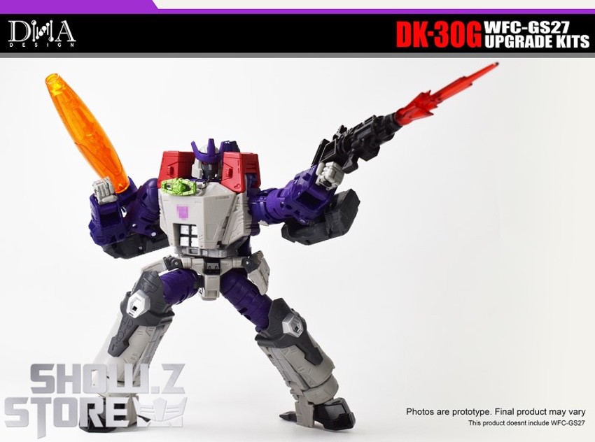 Galvatron upgrade kit purple armor orange weapon parts display Galvatron upgrade kit purple armor orange weapon parts display