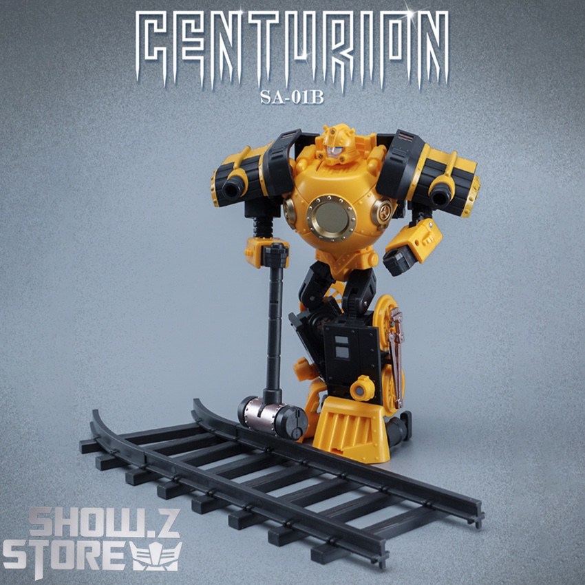 Centurion Bumblebee yellow black standing pose rail accessory display Centurion Bumblebee yellow black standing pose rail accessory display