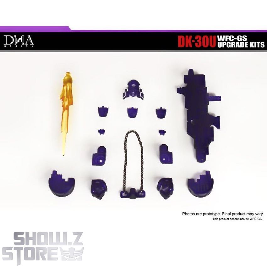 DNA Design DK-30U Unicron upgrade kit components display white DNA Design DK-30U Unicron upgrade kit components display white