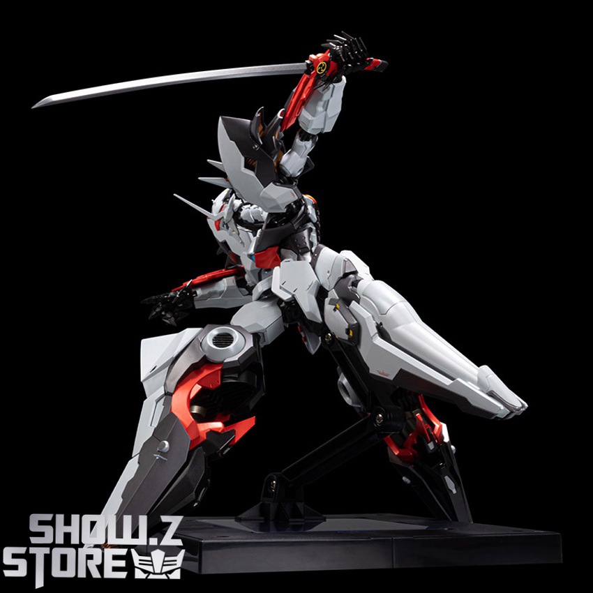 Riobot Linebarrel red white robot holding large sword dynamic Riobot Linebarrel red white robot holding large sword dynamic