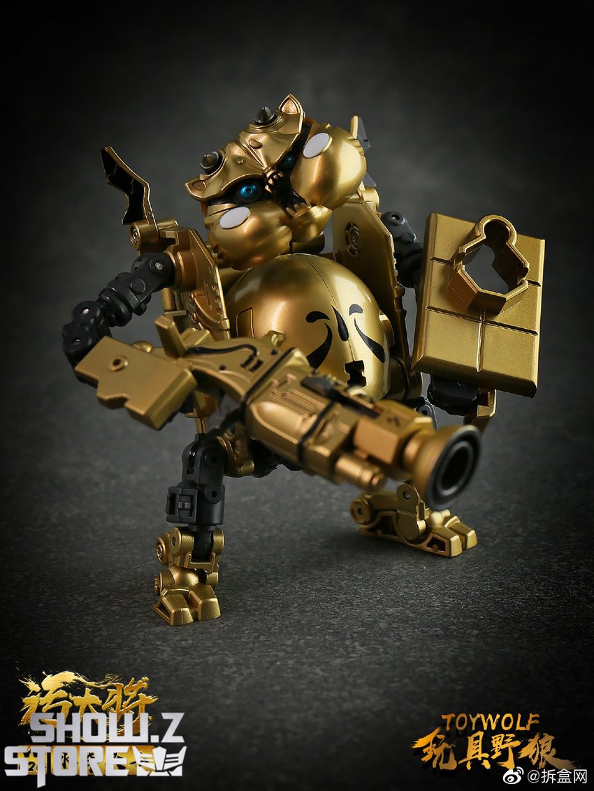 Golden Water Man figure black accents posed side view Golden Water Man figure black accents posed side view