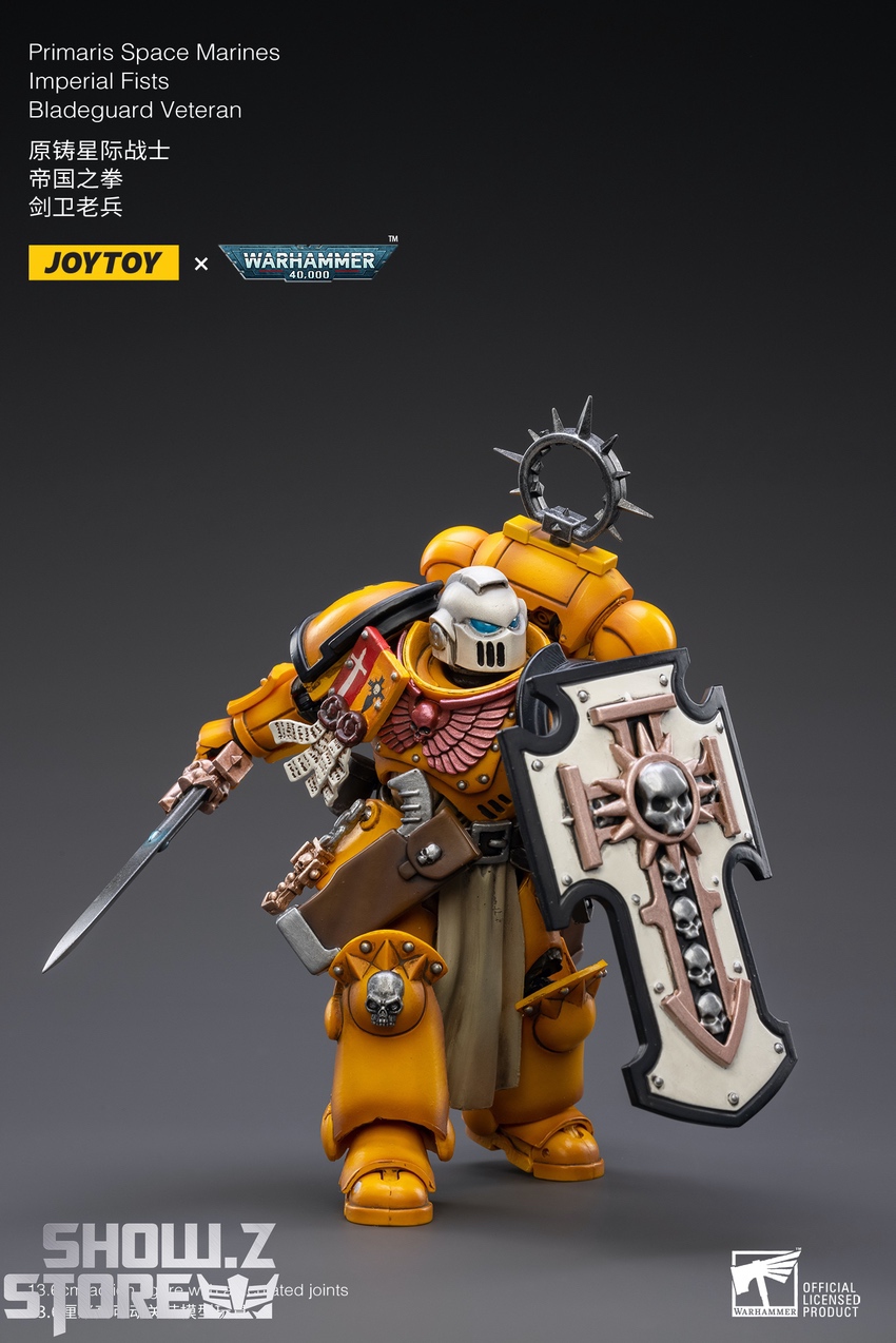 Bladeguard Veteran gold armor gleaming sword posed display Bladeguard Veteran gold armor gleaming sword posed display