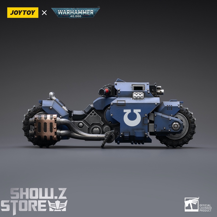 JoyToy Ultramarines Outriders motorcycle front view display JoyToy Ultramarines Outriders motorcycle front view display