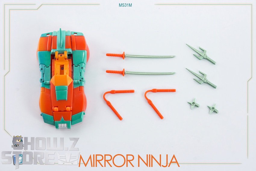 Mirror Ninja Arcee robot mode red armor teal accents sword Mirror Ninja Arcee robot mode red armor teal accents sword