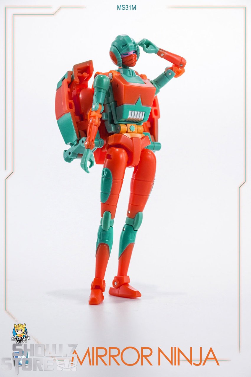 Mirror Ninja Arcee jumping pose red body teal limbs swords Mirror Ninja Arcee jumping pose red body teal limbs swords