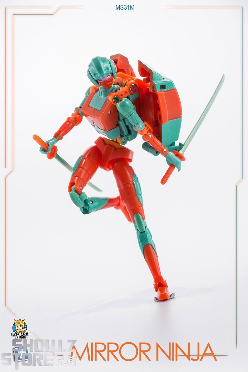 Mirror Ninja Arcee combat ready red teal limbs sword action Mirror Ninja Arcee combat ready red teal limbs sword action