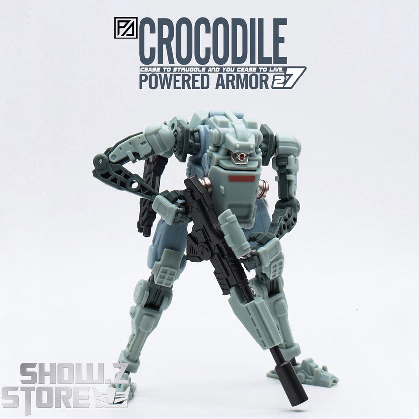 Forging Soul AGS-27 Crocodile powered armor blue gray display Forging Soul AGS-27 Crocodile powered armor blue gray display