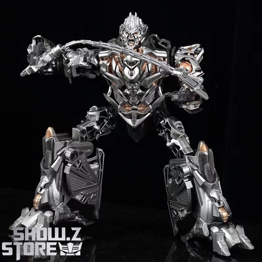 Megatron robot form arms spread wide aggressive stance pose Megatron robot form arms spread wide aggressive stance pose
