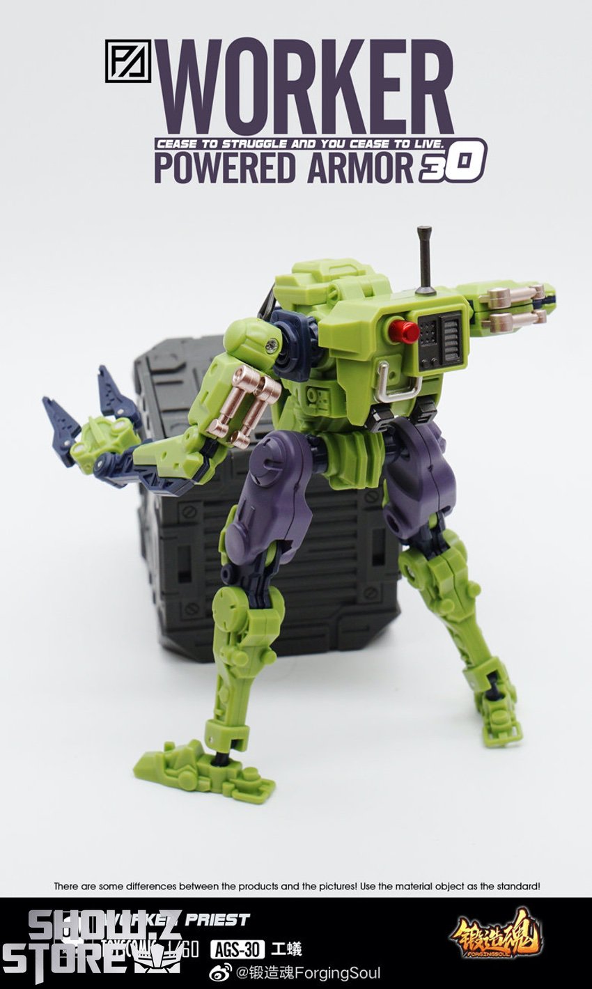 Worker Priest AGS-30 powered armor lime green dynamic firing Worker Priest AGS-30 powered armor lime green dynamic firing