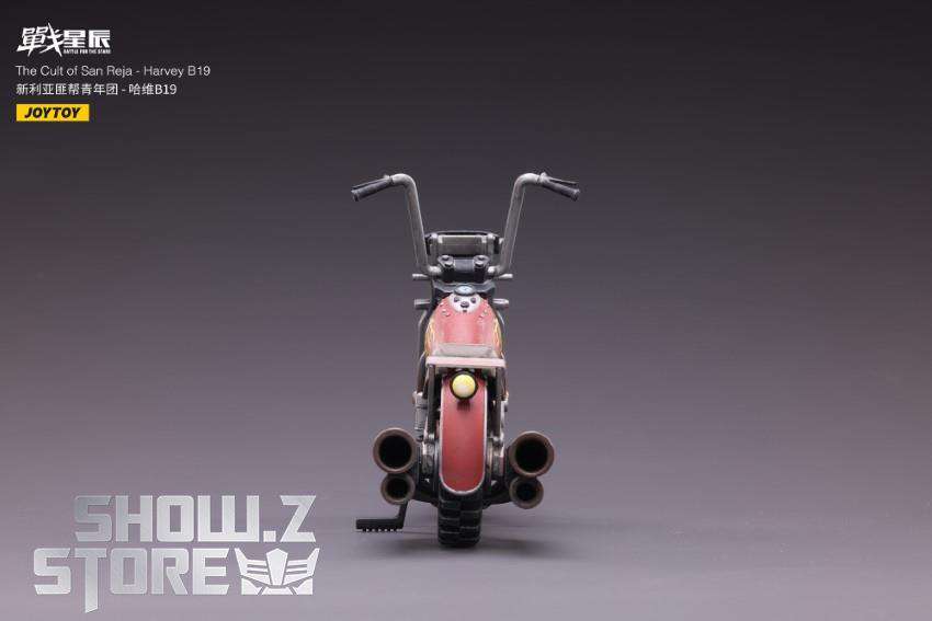 JoyToy Harvey motorcycle front view red silver finish display JoyToy Harvey motorcycle front view red silver finish display