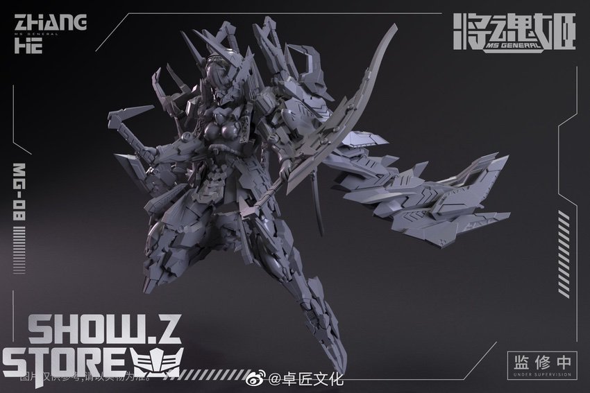 MG-08 Zhang He gundam model blue gray colors action stance MG-08 Zhang He gundam model blue gray colors action stance
