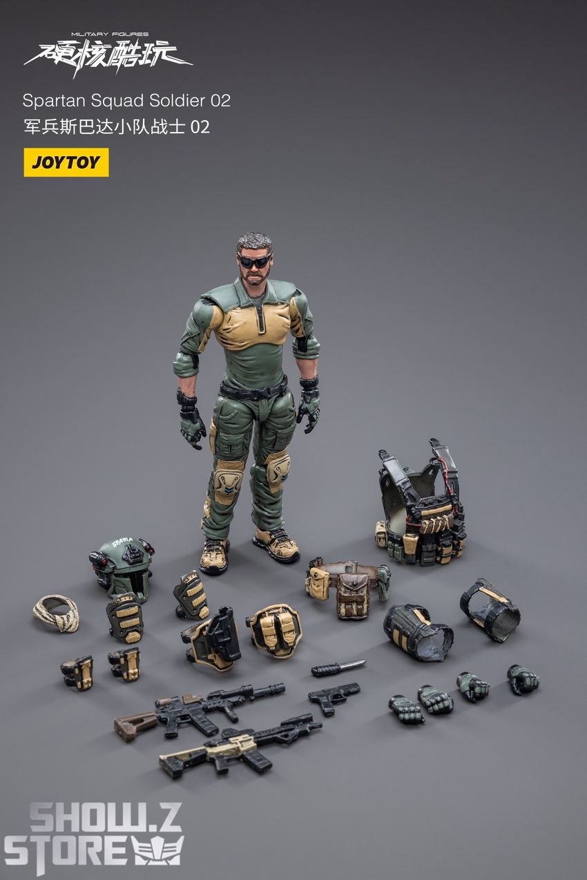 JoyToy Spartan Squad soldiers close detail tan gear weapons JoyToy Spartan Squad soldiers close detail tan gear weapons