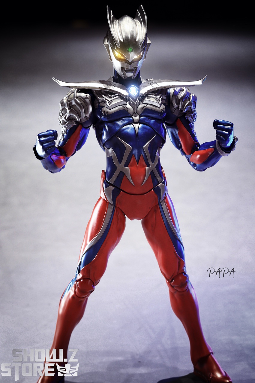 Ultraman Zero with dual horns standing pose front view Ultraman Zero with dual horns standing pose front view