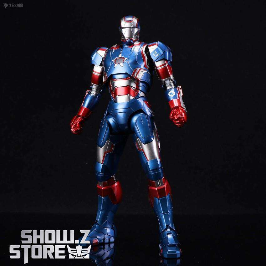 Threezero Iron Patriot figure back view neutral stance display Threezero Iron Patriot figure back view neutral stance display