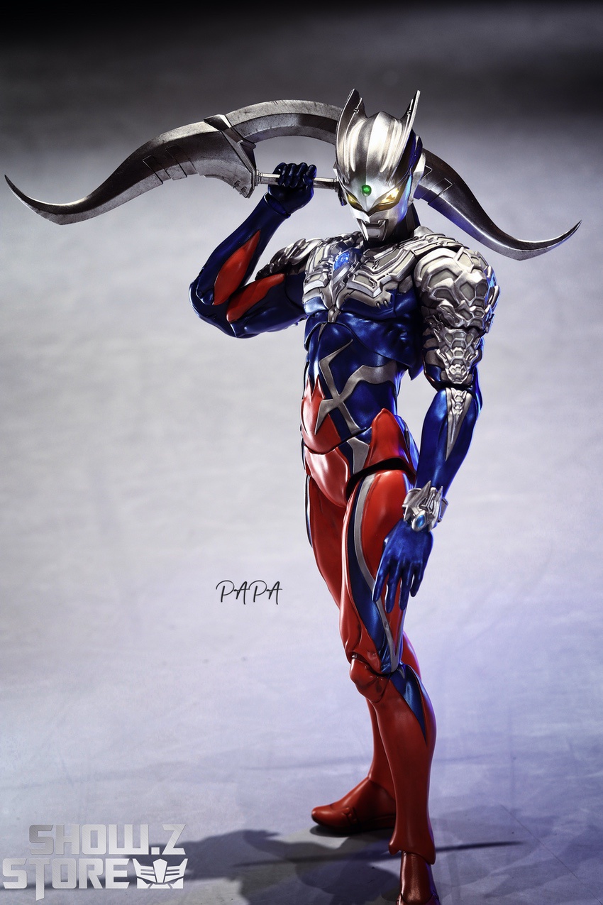 Ultraman Zero armored warrior figure blue red color scheme Ultraman Zero armored warrior figure blue red color scheme