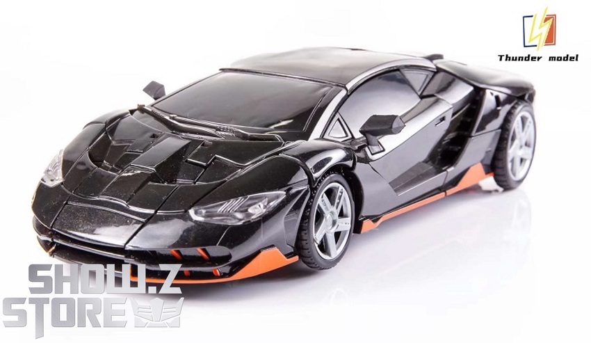La Hire Rodimus car front angle doors open display La Hire Rodimus car front angle doors open display