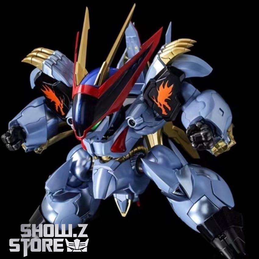 Ryuoumaru robot gold red sword blades extended pose display Ryuoumaru robot gold red sword blades extended pose display