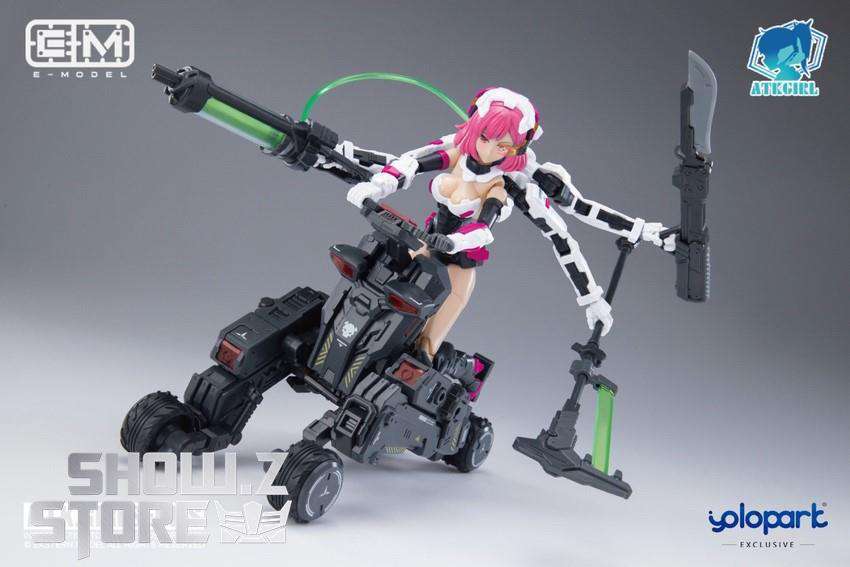 Frankenstein character back view pink hair black outfit rifle Frankenstein character back view pink hair black outfit rifle