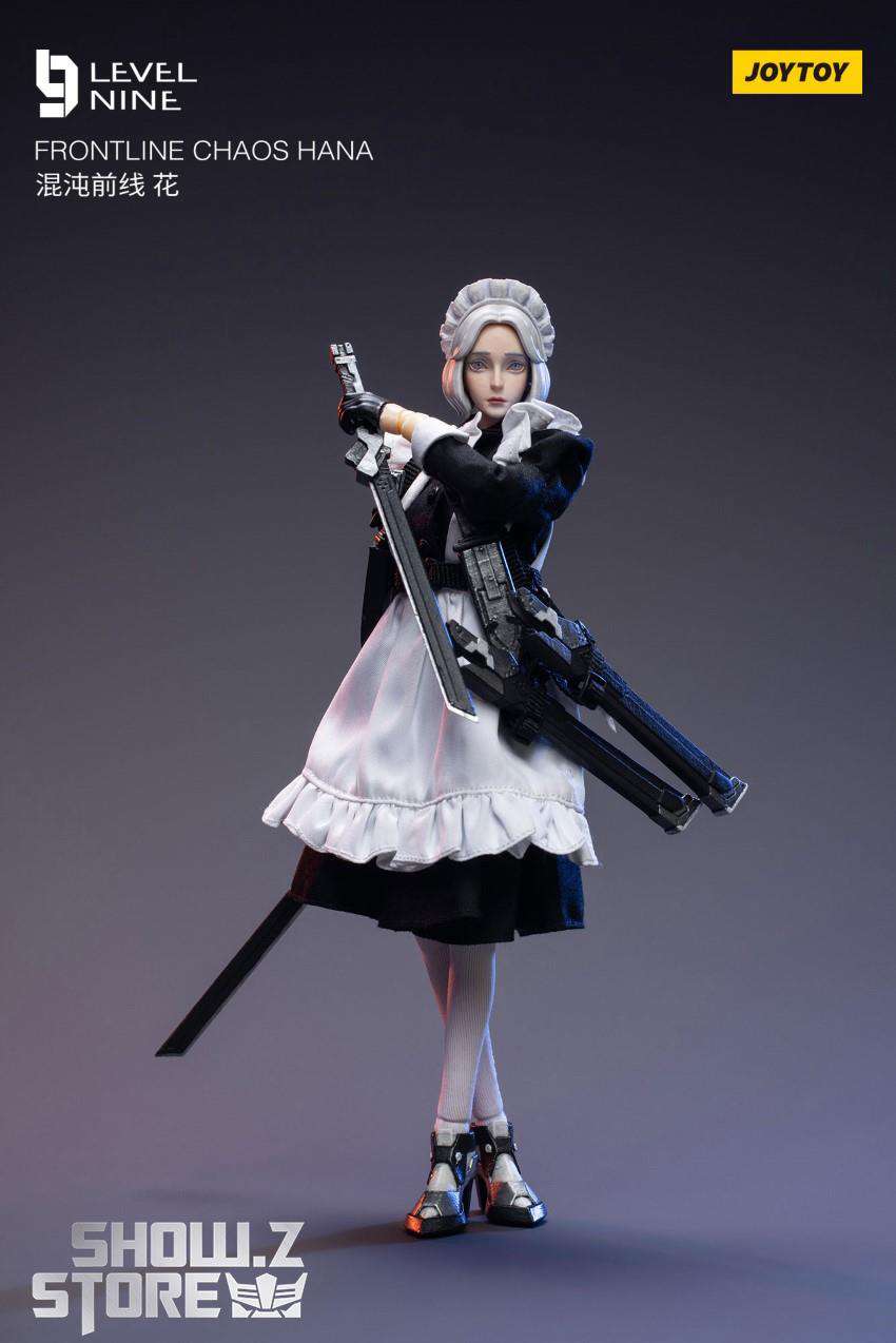 Hana side profile pose holding blue rifle sword accessories visible Hana side profile pose holding blue rifle sword accessories visible