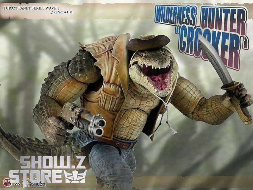 Wilderness Hunter Crocker green scaled figure fighting stance display Wilderness Hunter Crocker green scaled figure fighting stance display