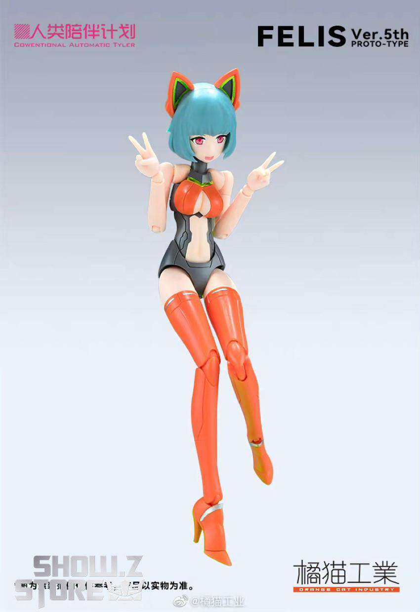 Orange Cat Tyler Felis cyan hair peace sign casual pose Orange Cat Tyler Felis cyan hair peace sign casual pose